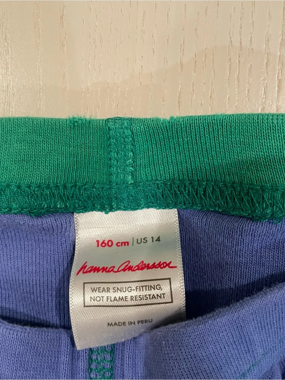 Hanna Andersson Contrast Striped Short John Pajama Set Blue Green - Size 14 160